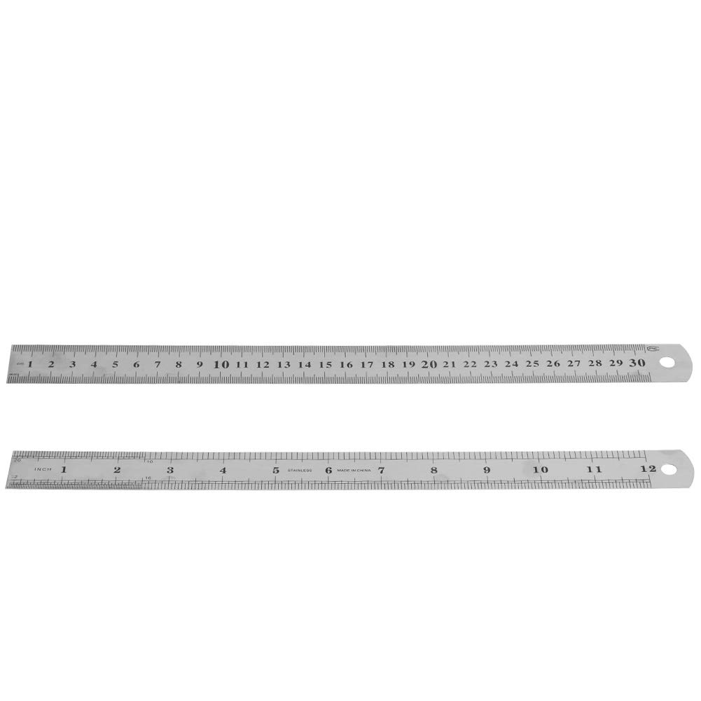 Youngy 12 Inch Stainless Steel Ruler - 30CM Double Sided Metal Pocket Ruler with Metric & Imperial Measurements - Perfect for School, Office, Engineering, and DIY Projects