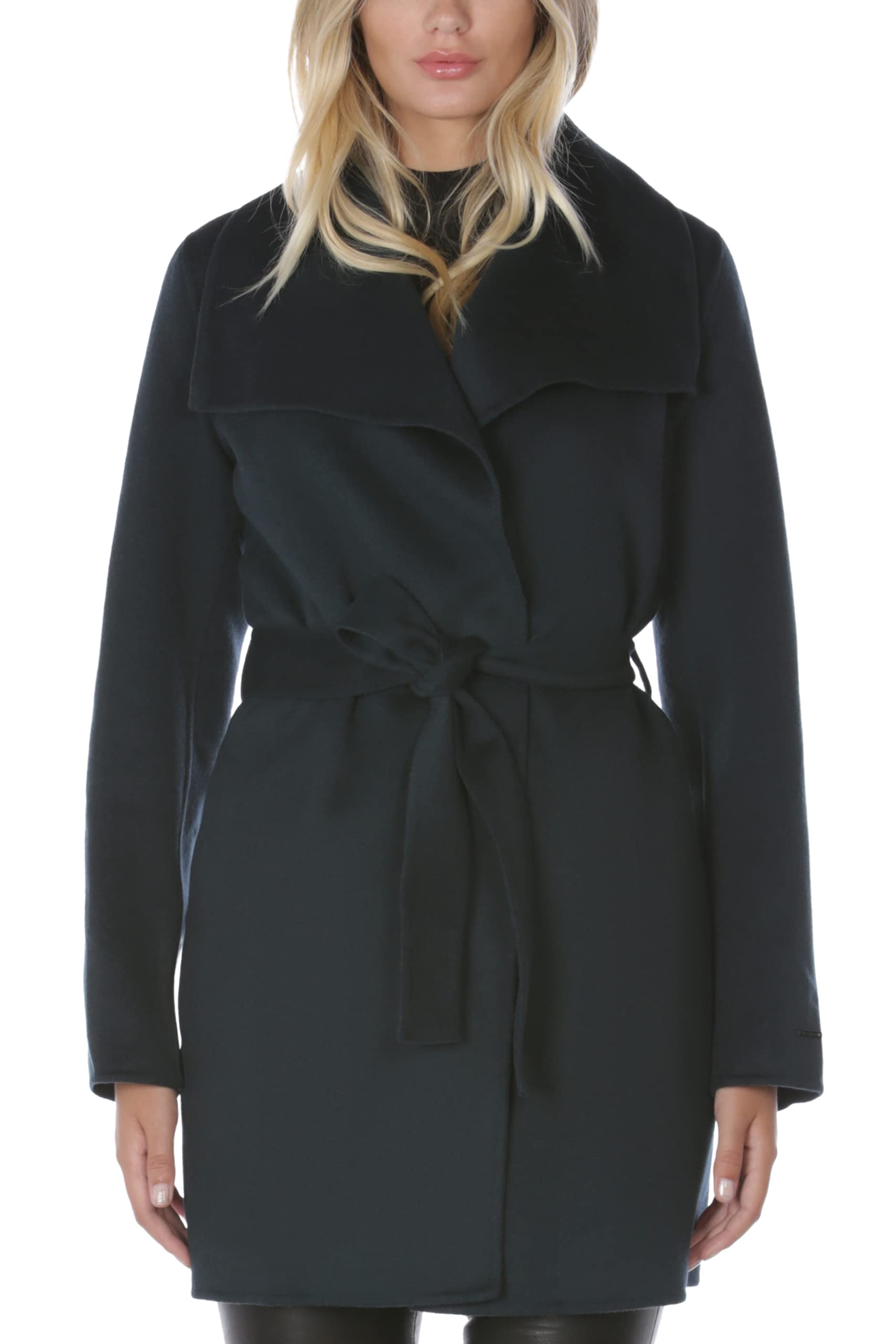 Tahari Women's Lightweight Wool Wrap Coat with Tie Belt - Elegant Winter Outerwear for Work, Office & Special Occasions