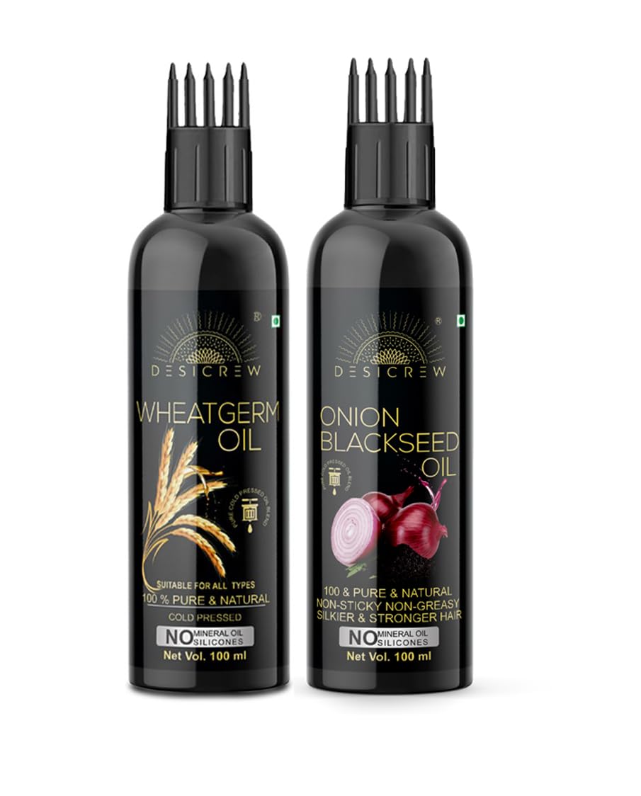 **Pure Wheatgerm & Onion Blackseed Cold Pressed Hair Oil with Applicator – 2-Pack (100ml x 2) for Hair Growth, Scalp Care & Skin Hydration – Ideal for Daily Hair & Body Nourishment**