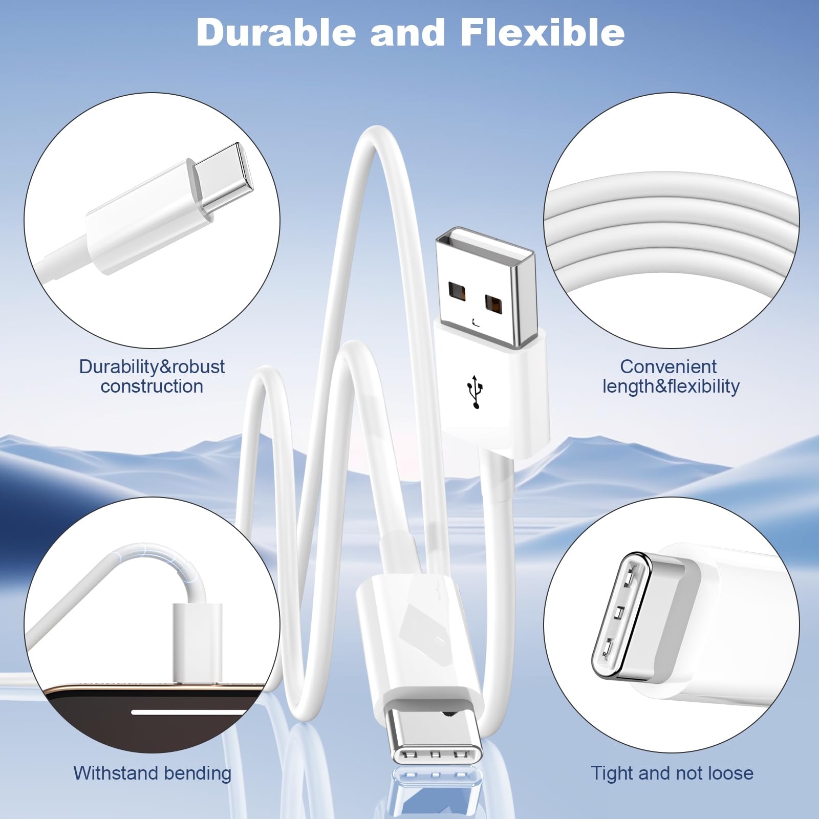 2-Pack USB A to USB C CarPlay Cable for iPhone 15/16/16 Pro Max/Plus, iPad Pro 13/12.9/11 inch, iPad Air 5/4th & Mini - 3FT Fast Charging Cord for Car Charger & Home Use - Perfect for Road Trips & Daily Commuting