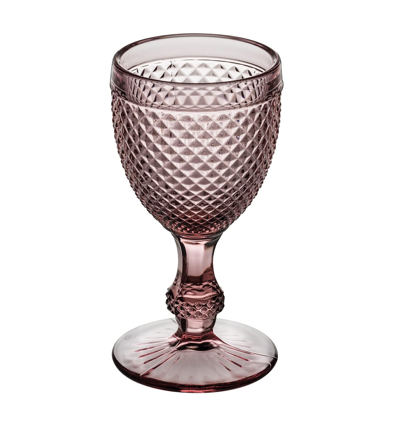 Vista Alegre Pink Glass Bicos Water Goblet Set of 4 - Elegant Stemware for Wine, Cocktails & Formal Dining - Perfect for Weddings, Parties & Special Occasions