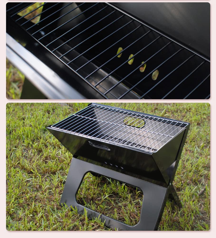 Portable Charcoal Grill - Folding Stainless Steel BBQ Smoker Grill for Outdoor Cooking, Picnics, Camping & Backyard Parties | Compact Tabletop Design for Garden, Terrace & Travel Use