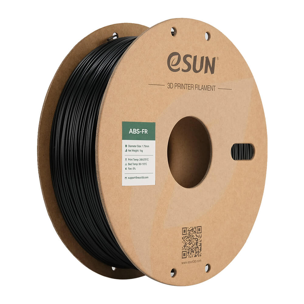eSUN ABS FR Flame Retardant 3D Printer Filament 1.75mm 1kg Spool - Black | High-Temperature Resistance for Fire Safety Applications in DIY Projects, Prototyping & Industrial Parts