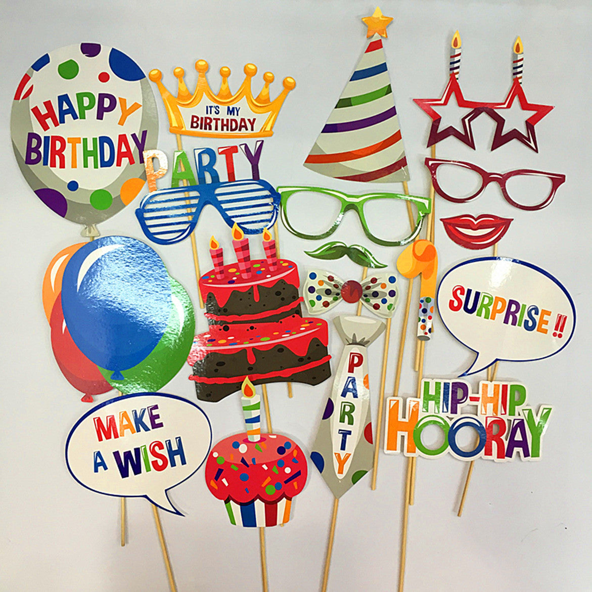 Fun Birthday Photo Props Kit - Party Decorations & Selfie Accessories for Birthday Celebrations, Baby Showers & Special Events