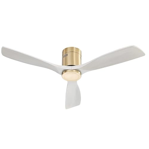Flush Mount+Grey blades+Gold body+no light