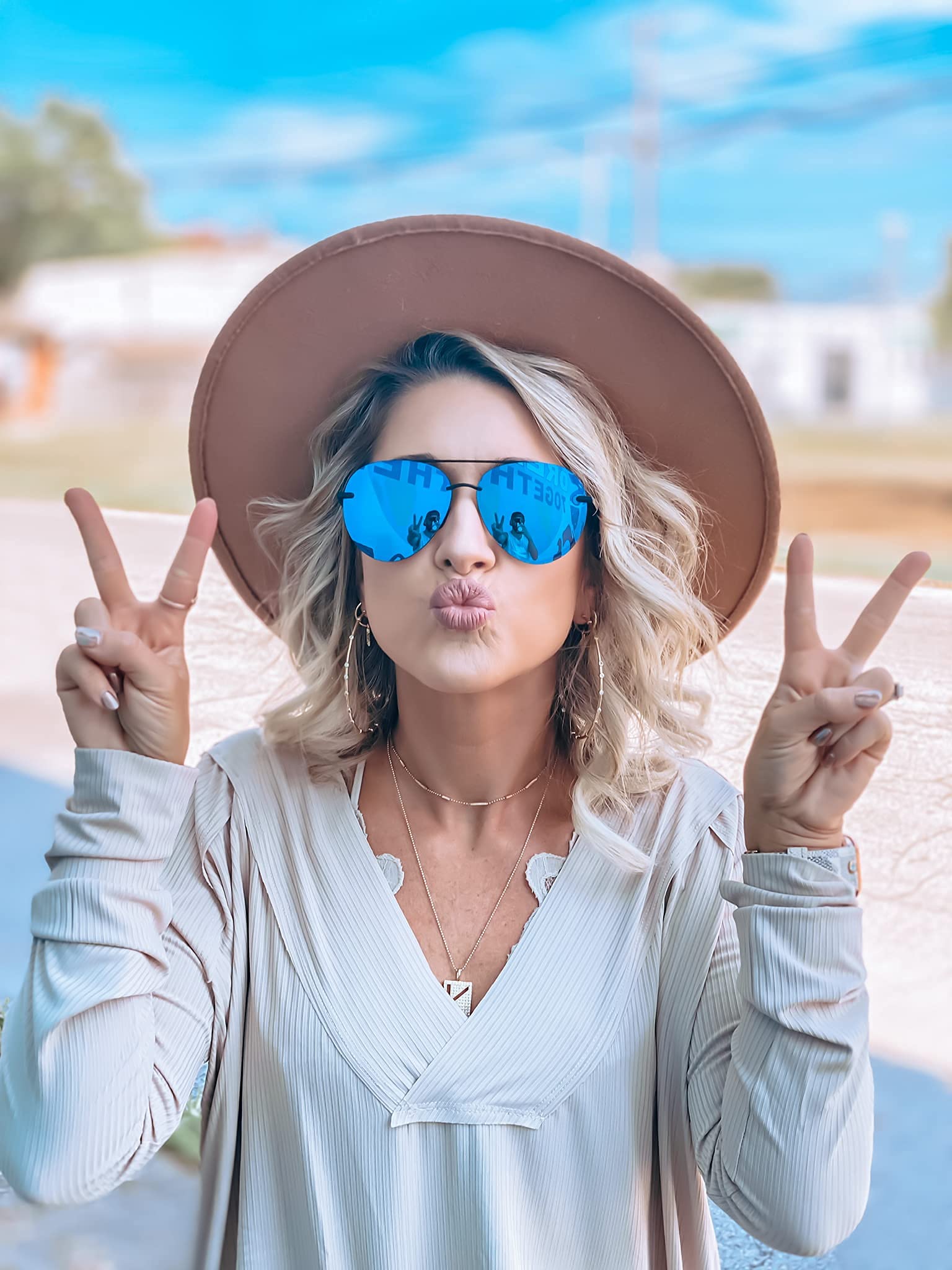 DIFF Lenox Designer Oversized Aviator Sunglasses for Women - UV400 Protection, Stainless Steel Frames - Perfect for Driving, Beach & Outdoor Activities