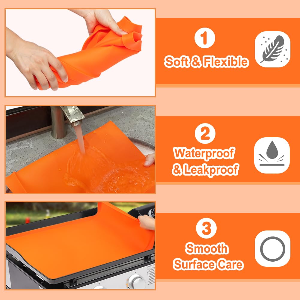 BYKITCHEN Silicone Griddle Cover for Blackstone 28 inch Griddle – Durable, Heat-Resistant, Non-Stick Griddle Mat for Blackstone Tabletop Griddle – Perfect for Outdoor Cooking, Camping, and Backyard BBQs – Essential Grill Accessories for 28 inch Blackstone Griddle – Protective & Portable Grill Mat