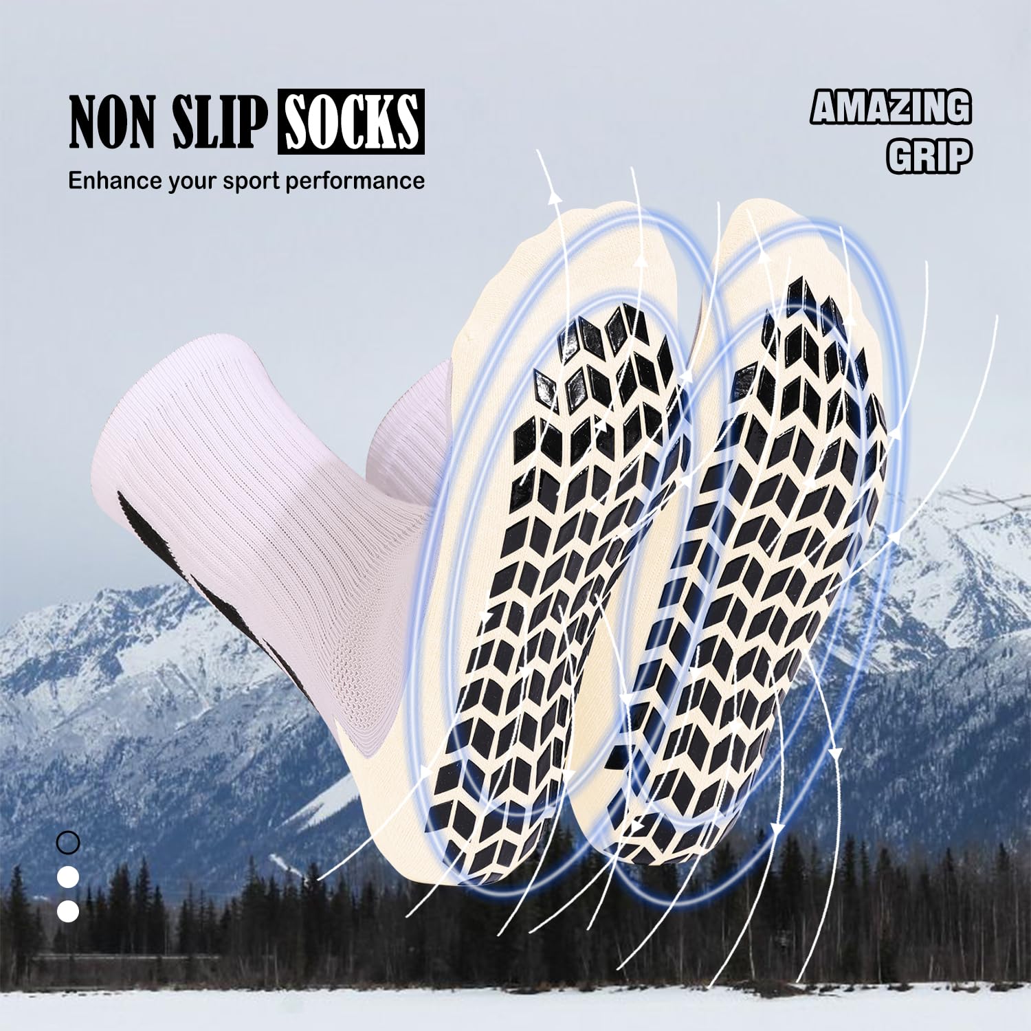 Non-Slip Grip Socks for Men - 4 Pack Athletic Sports Socks for Soccer, Basketball, Volleyball & Pilates | Anti-Slip Hospital Socks with Traction | Perfect for Workouts, Yoga & Post-Surgery Recovery