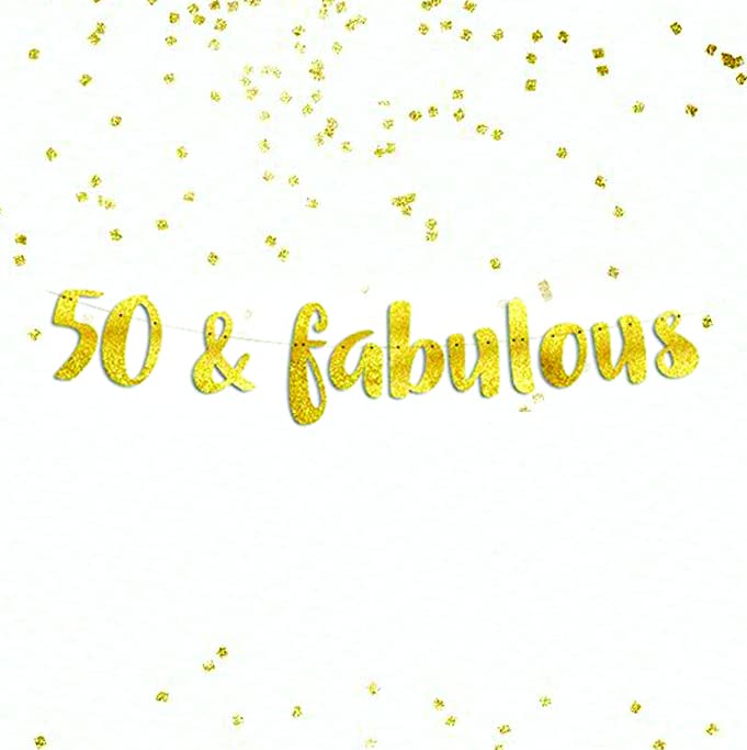 Tiny Miracles 50 & Fabulous Gold Glitter Banner - Happy 50th Birthday Party Decorations - Golden Anniversary Sign for 50th Wedding - Milestone Celebration Supplies - Perfect for Birthday Parties, Anniversary Events & Special Occasions