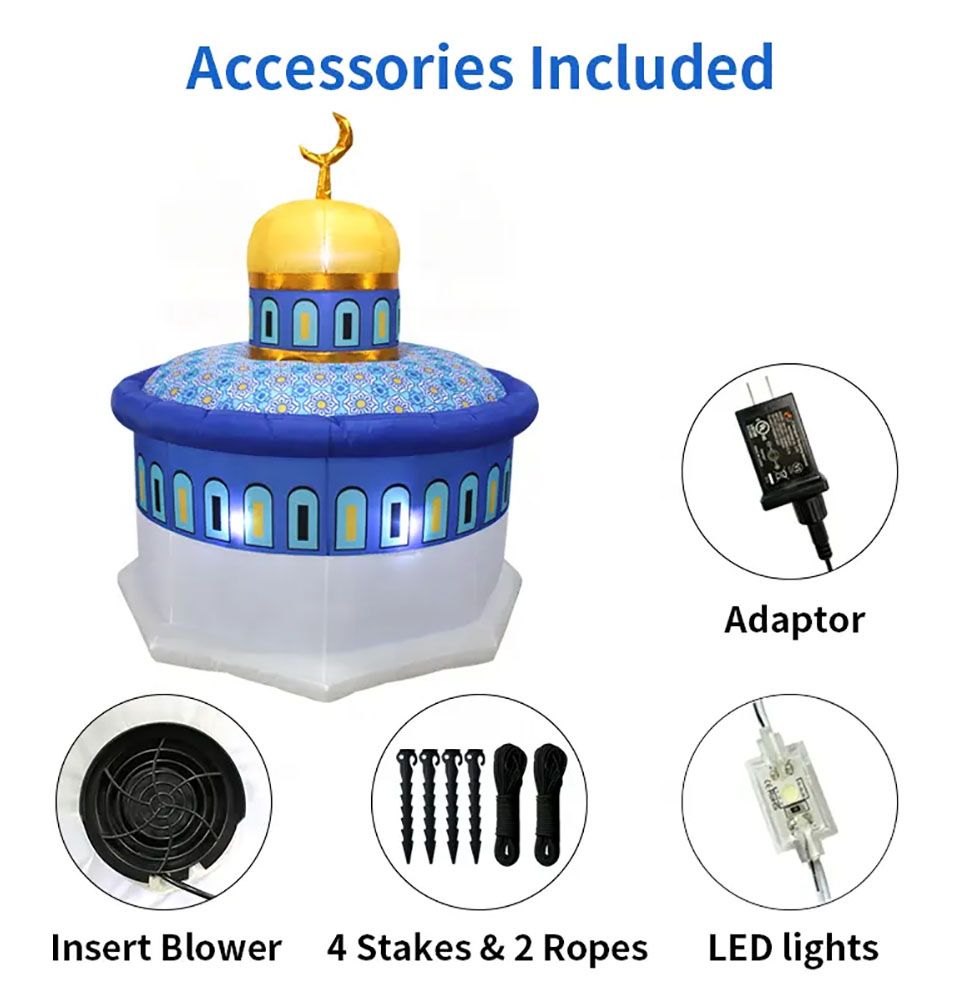 Inflatable Light-Up Masjid Al Aqsa Decoration for Ramadan & Eid - Outdoor Islamic Holiday Decorations for Home, Mosque & Community Celebrations