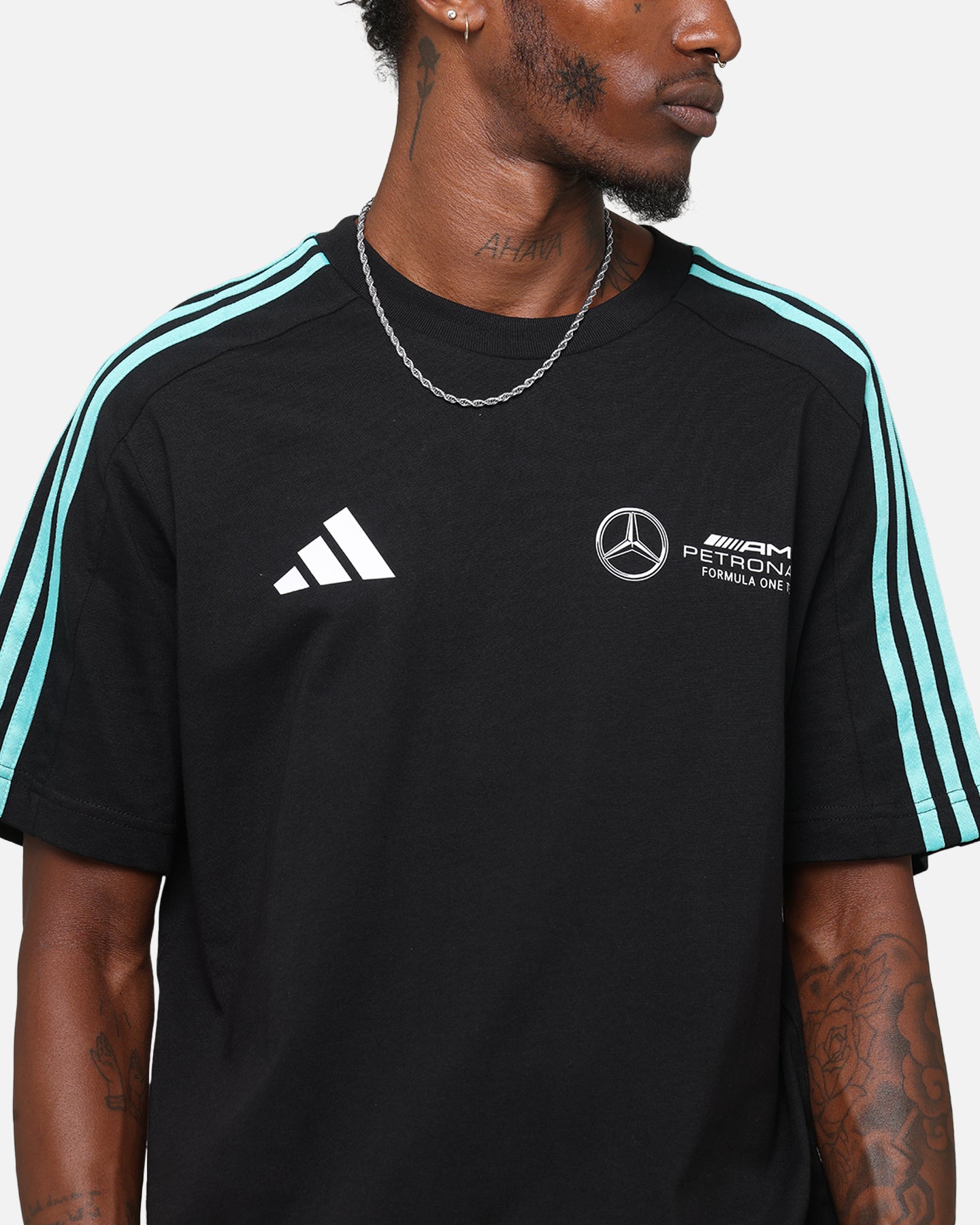 Adidas x Mercedes AMG Petronas Formula One F1 DNA T-Shirt - Black & White - Men's Sports Tee for Racing Fans & Casual Wear