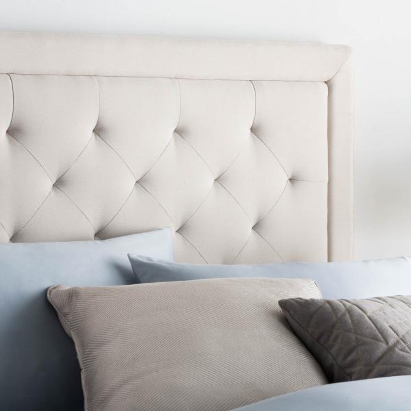 Malouf Hennessey Upholstered Headboard - Queen Size Bed Frame Headboard with Adjustable Height, Modern Bedroom Decor for Home & Hotel Use