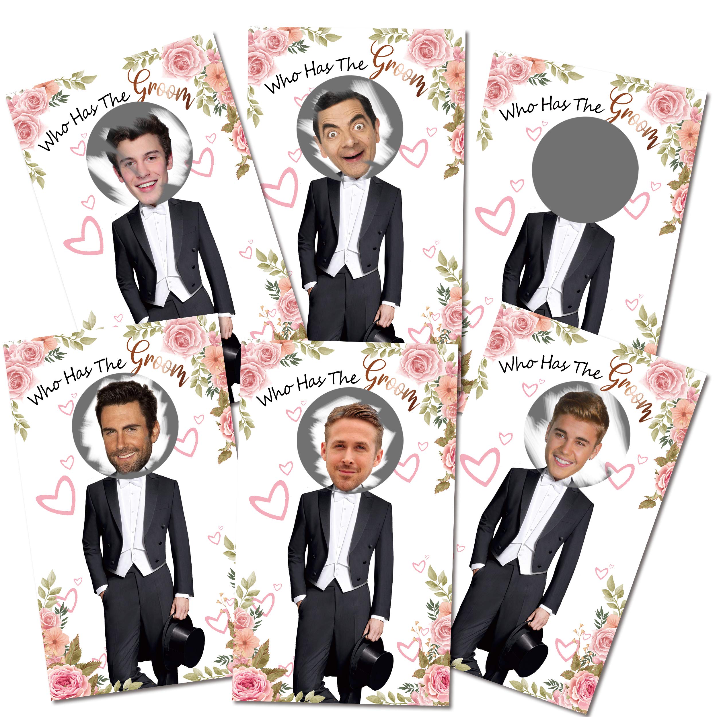 Floral Bridal Shower Games - Who Has The Groom? Scratch Off Celebrity Cards for Bachelorette Parties - Fun Wedding Shower Activity for Girls Night & Pre-Wedding Celebrations