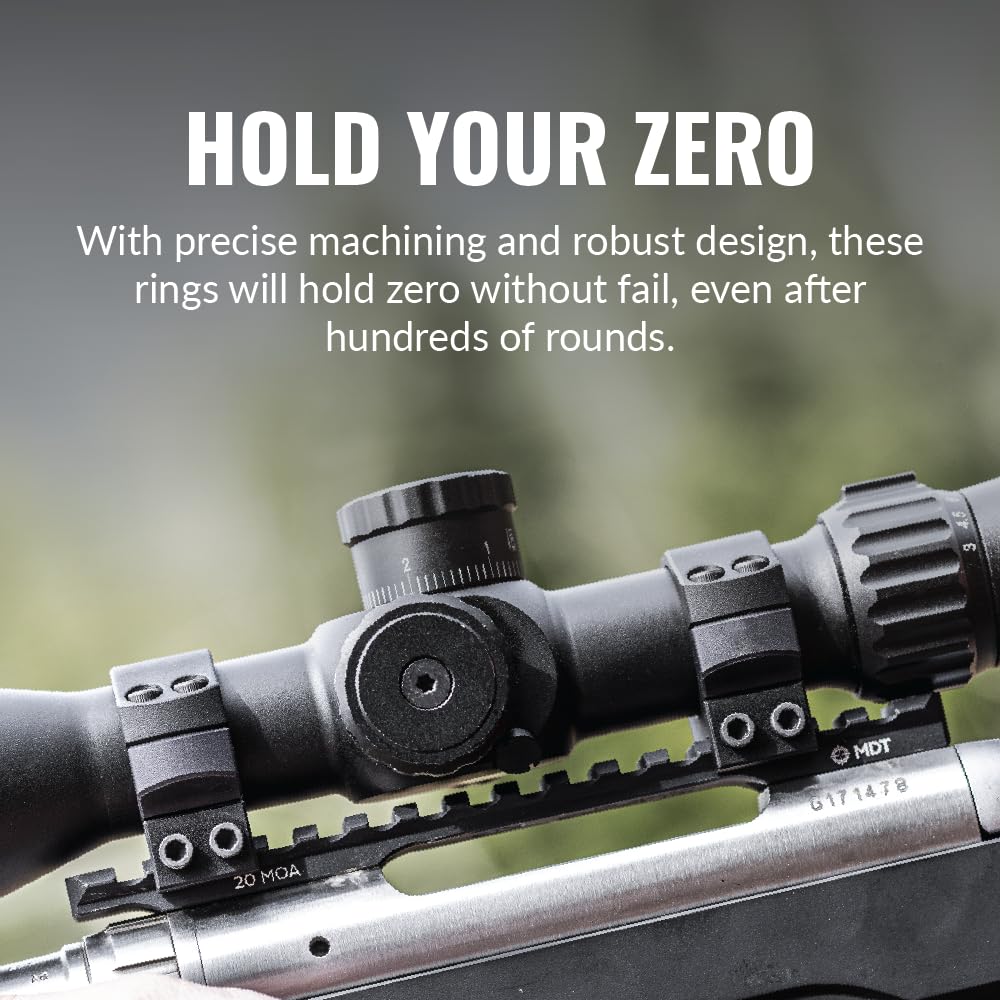 MDT Premier Lightweight Scope Rings - High Precision 30mm 34mm 1 inch Aluminum Scope Mounts for Picatinny Rail - Low/Medium/High/X-High Profile - Perfect for Hunting, Shooting & Tactical Applications