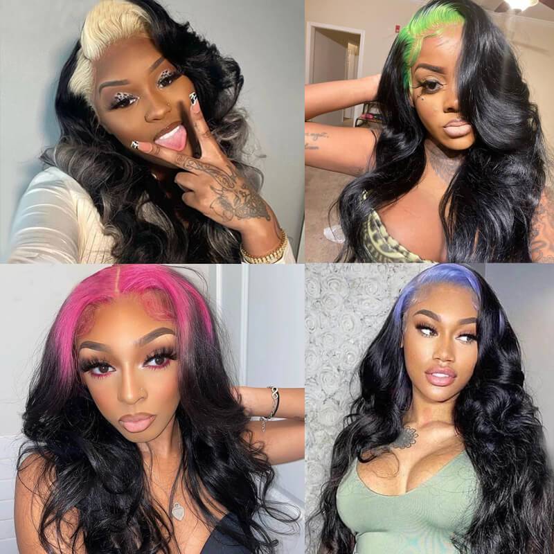 Eullair Colored Roots on Black Hair Blonde Human Hair Wig - Body Wave Lace Frontal Wigs for Women | Perfect for Cosplay, Daily Wear & Special Occasions