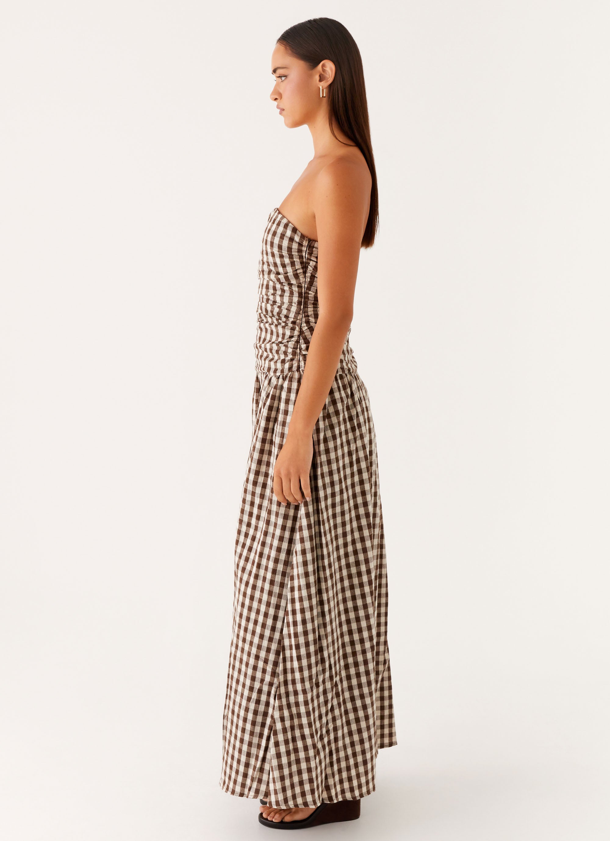 Carmel Maxi Dress - Brown Gingham Summer Dress for Women | Flowy Long Dress with Pockets | Perfect for Beach, Vacation and Casual Outings