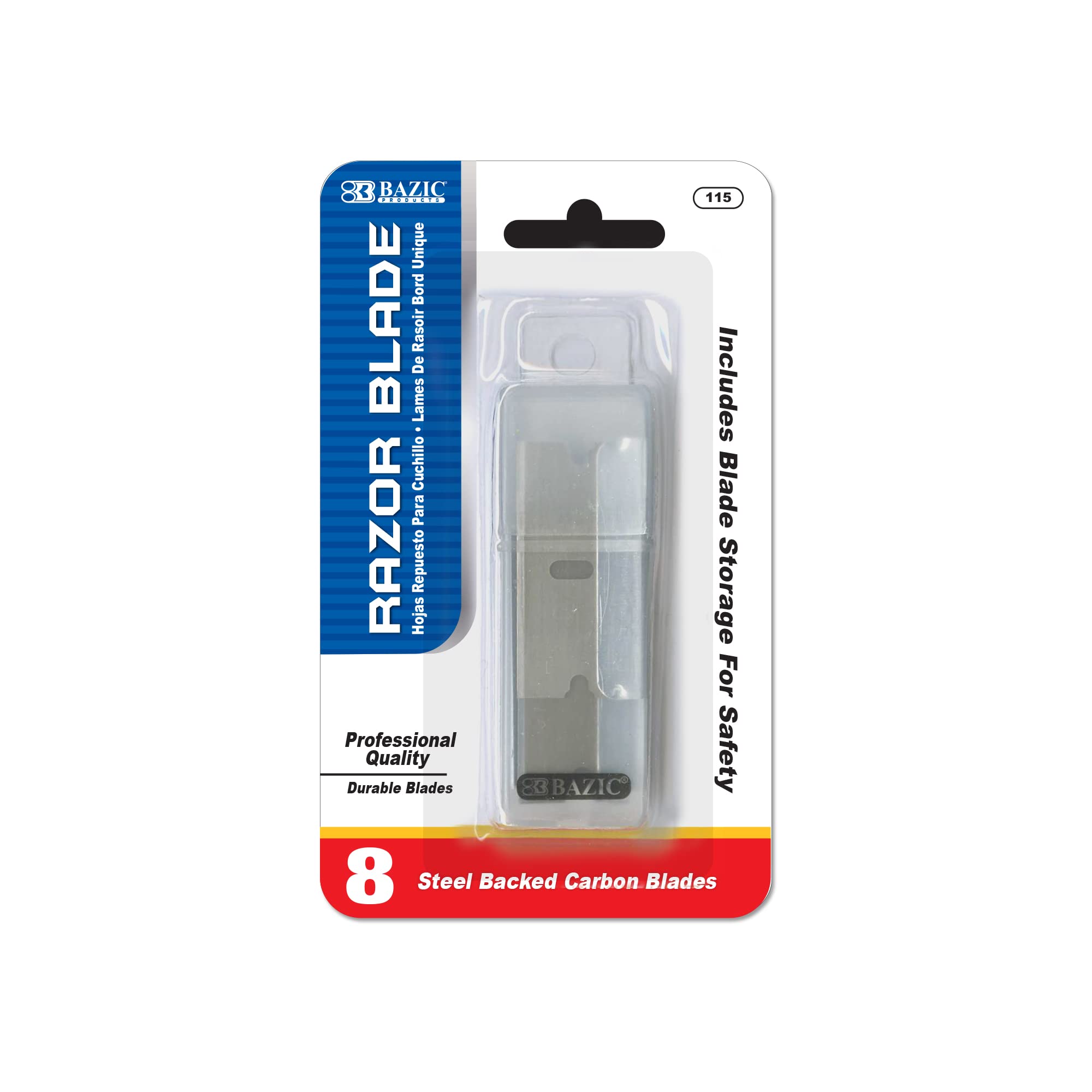 BAZIC Razor Replacement Blades 8-Pack in Tube (Case of 360) - Sharp Stainless Steel Blades for Smooth Shaving at Home or Travel