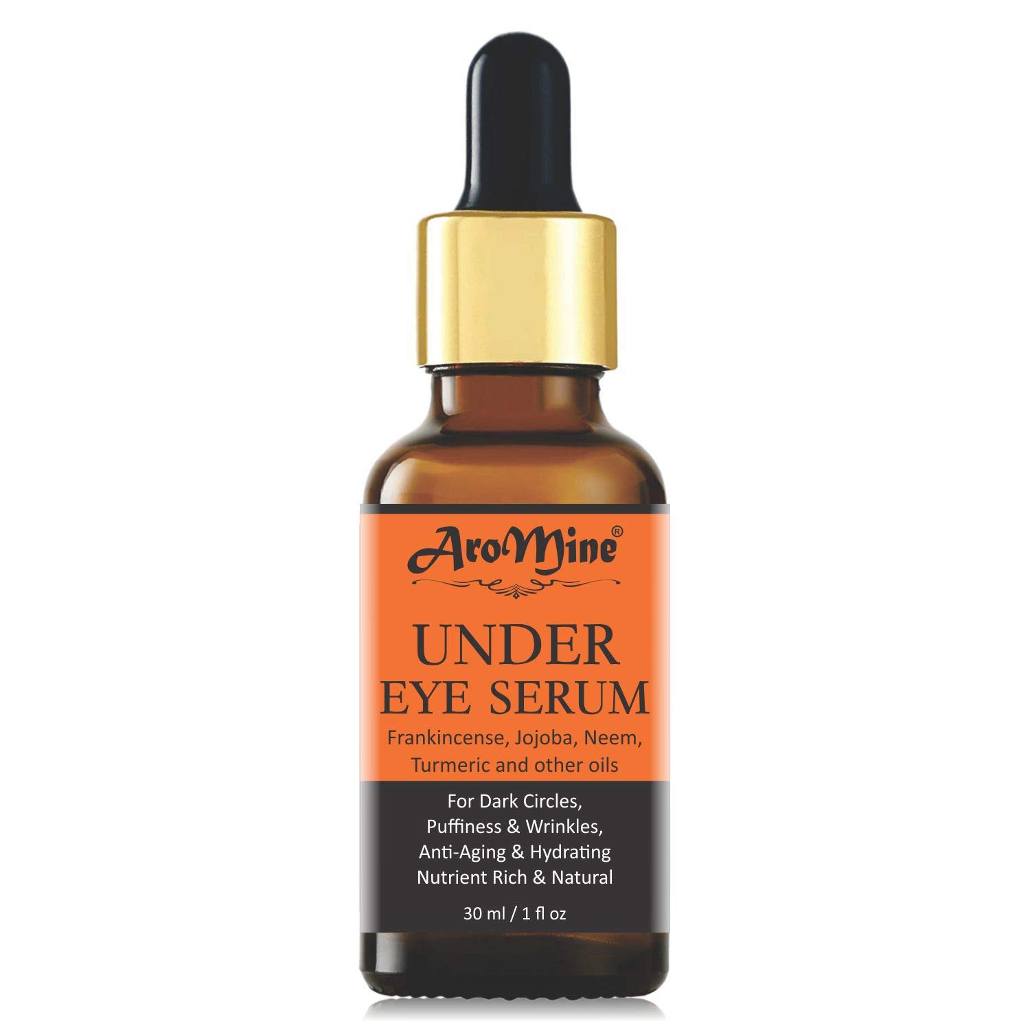 AroMine Under Eye Serum for Dark Circles & Puffiness - Brightening & Anti-Aging Eye Treatment - Vegan & Cruelty Free (30ml) - Perfect for Nighttime Skincare & Morning Routine