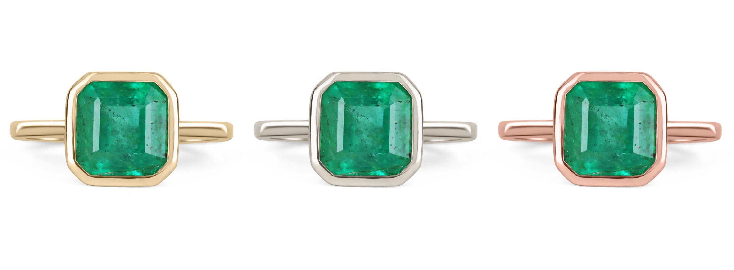3.18 Carat Bezel Set Emerald Solitaire Engagement Ring in 14K Gold - Perfect for Proposals, Weddings & Anniversary Gifts