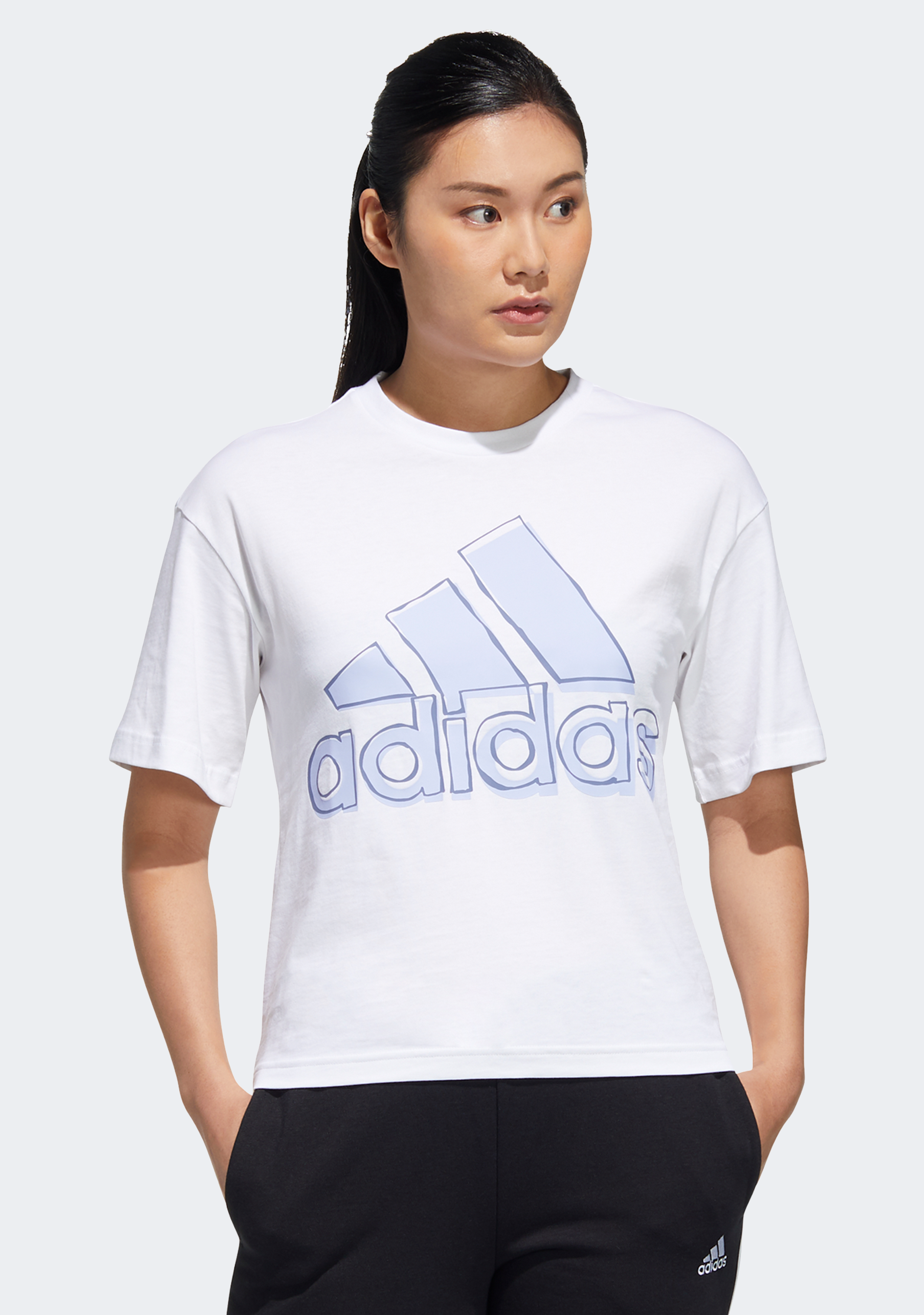 Adidas Women's Big Logo T-Shirt - Comfortable Cotton Casual Tee for Workout, Gym & Everyday Wear