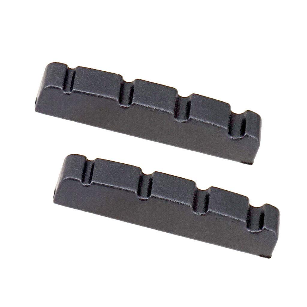 Premium 2-Piece Electric Bass Slotted Nut Set for Guitar & String Instrument Repair - Black | Perfect for DIY Guitar Maintenance & Professional Setup