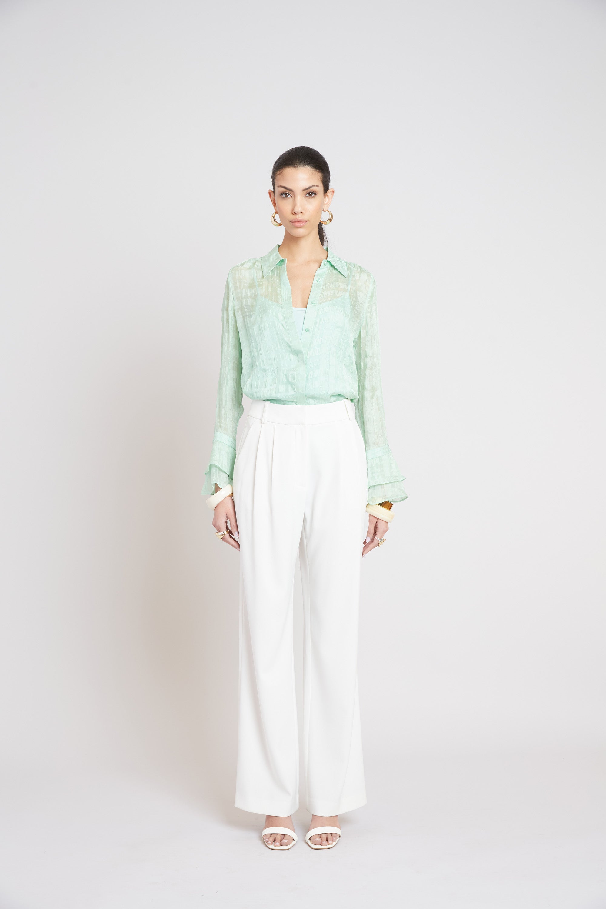 Luxury Silk Plaid Jacquard Shirt for Men & Women | Elegant Button Down Blouse | Perfect for Office, Party & Special Occasions
