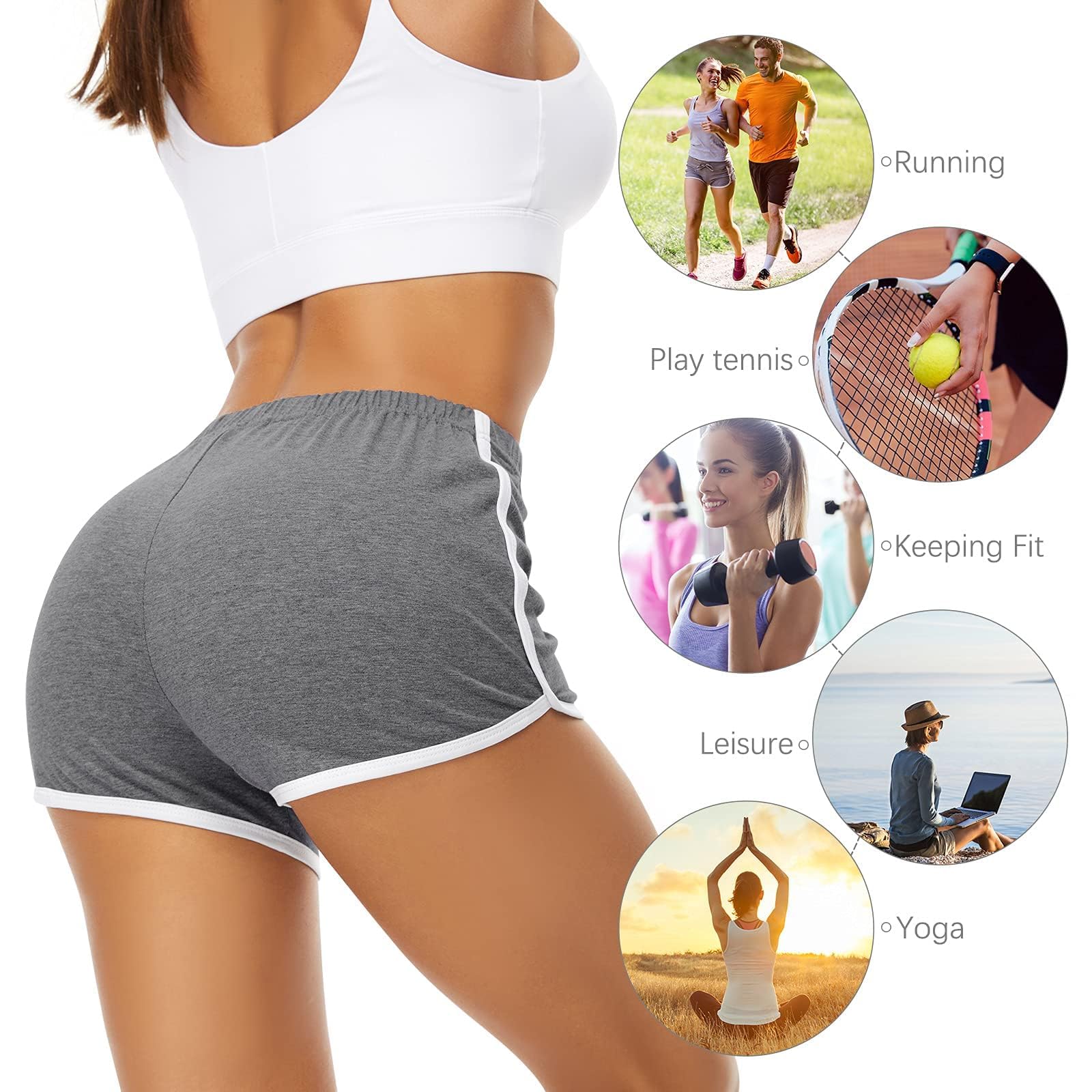 URATOT Women's Cotton Athletic Shorts - 2 Pack Breathable Gym Yoga Running Workout Shorts for Women | Perfect for Summer, Dance, Fitness & Active Lifestyle