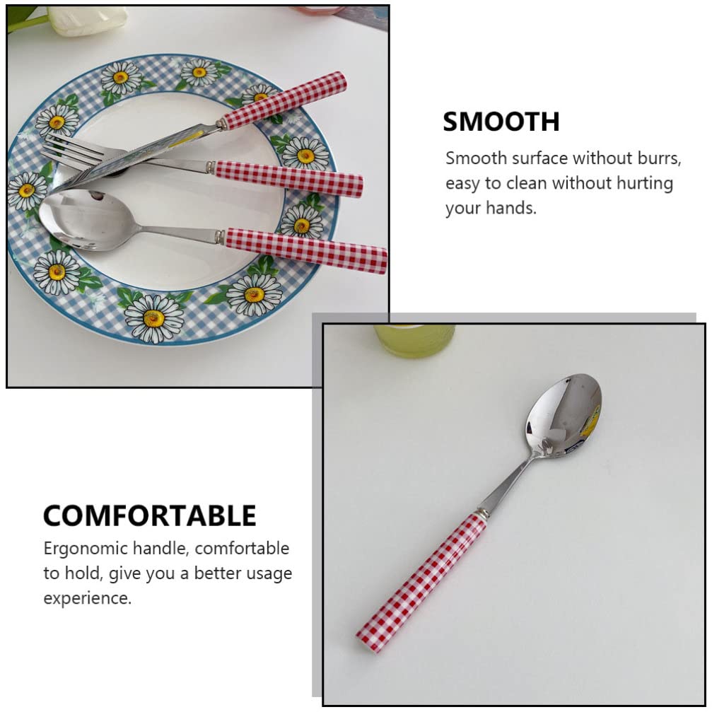 Premium Stainless Steel Steak Cutlery Set - 1 Set Ceramic Handle Silverware with Cake Server & French Style Spoons - Elegant Tableware for Fine Dining, BBQ Parties & Home Decor
