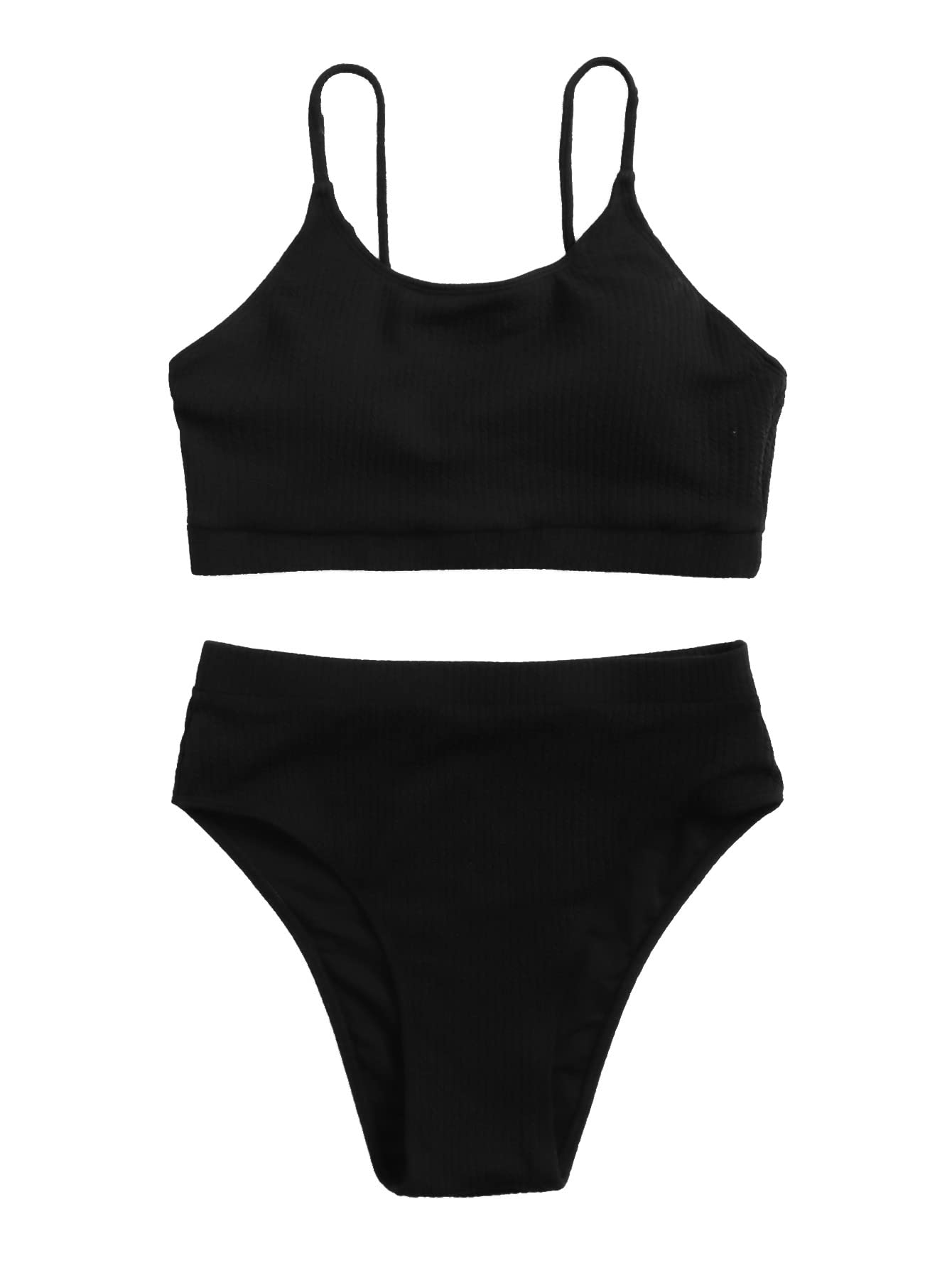 SheIn Women's 2 Piece Plus Size High Waist Bikini Set - Tummy Control Swimwear for Women, Summer Beach Vacation & Pool Party Two Piece Bathing Suit