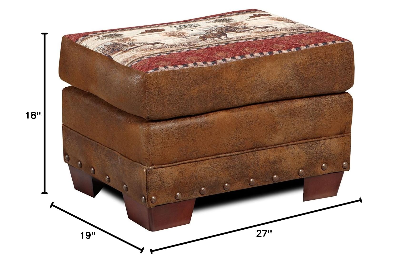 Deer Valley Ottoman - Classic American Furniture in Brown | Perfect for Living Room, Bedroom & Home Decor