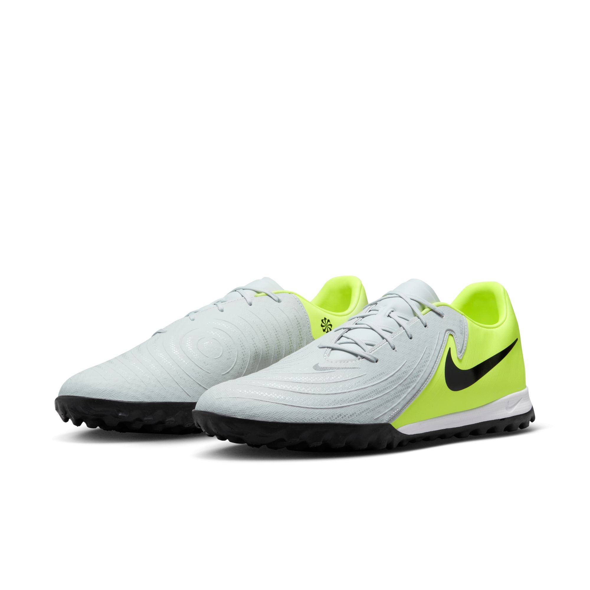 Nike Phantom GX 2 Academy TF Turf Soccer Shoes for Men - Metallic Silver/Black/Volt - Artificial Grass Football Cleats for Indoor & Outdoor Training, Games, and Matches