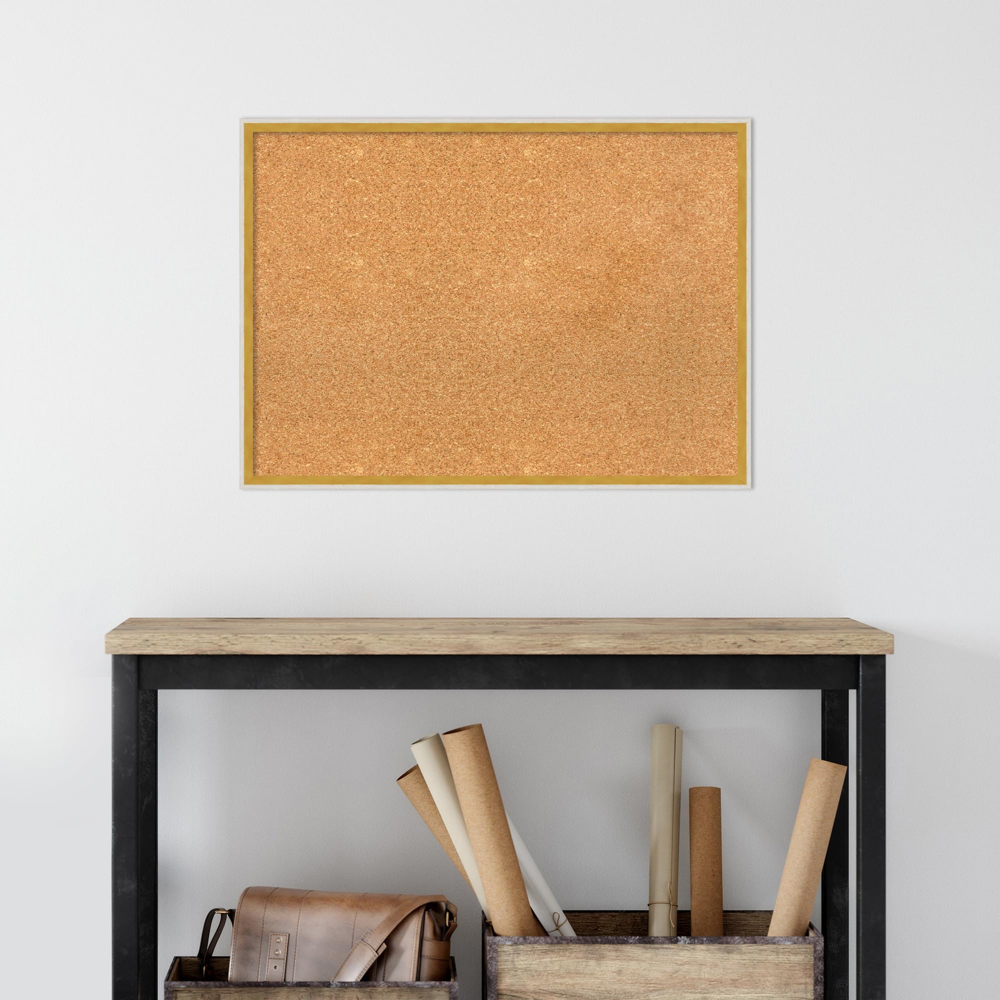 Amanti Art 21x29 Inch Natural Cork Bulletin Board with White Wood Frame - Vision Board, Office Decor & Home Organization Pinboard for Notes, Photos & Inspirational Displays | Perfect for Home Office, Dorm Room & Creative Workspaces