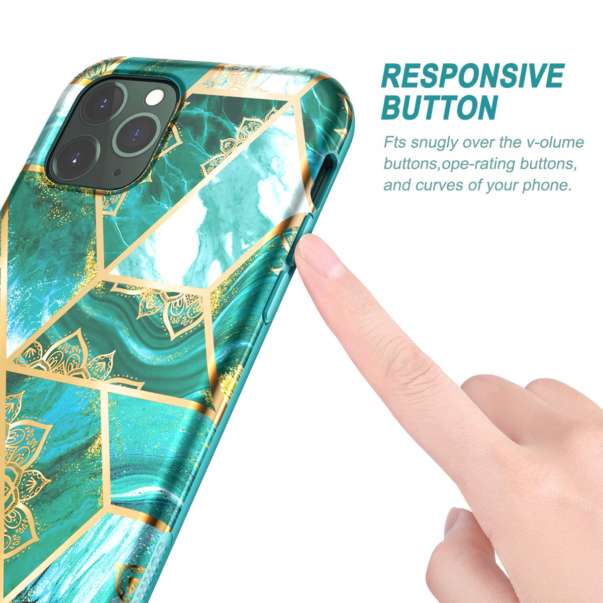 SURITCH iPhone 11 Pro Max Case with Built-in Screen Protector - Gold Mandala Floral Design, Soft Silicone Shockproof TPU Bumper Cover, Full Body Protection for iPhone 11 Pro Max 6.5