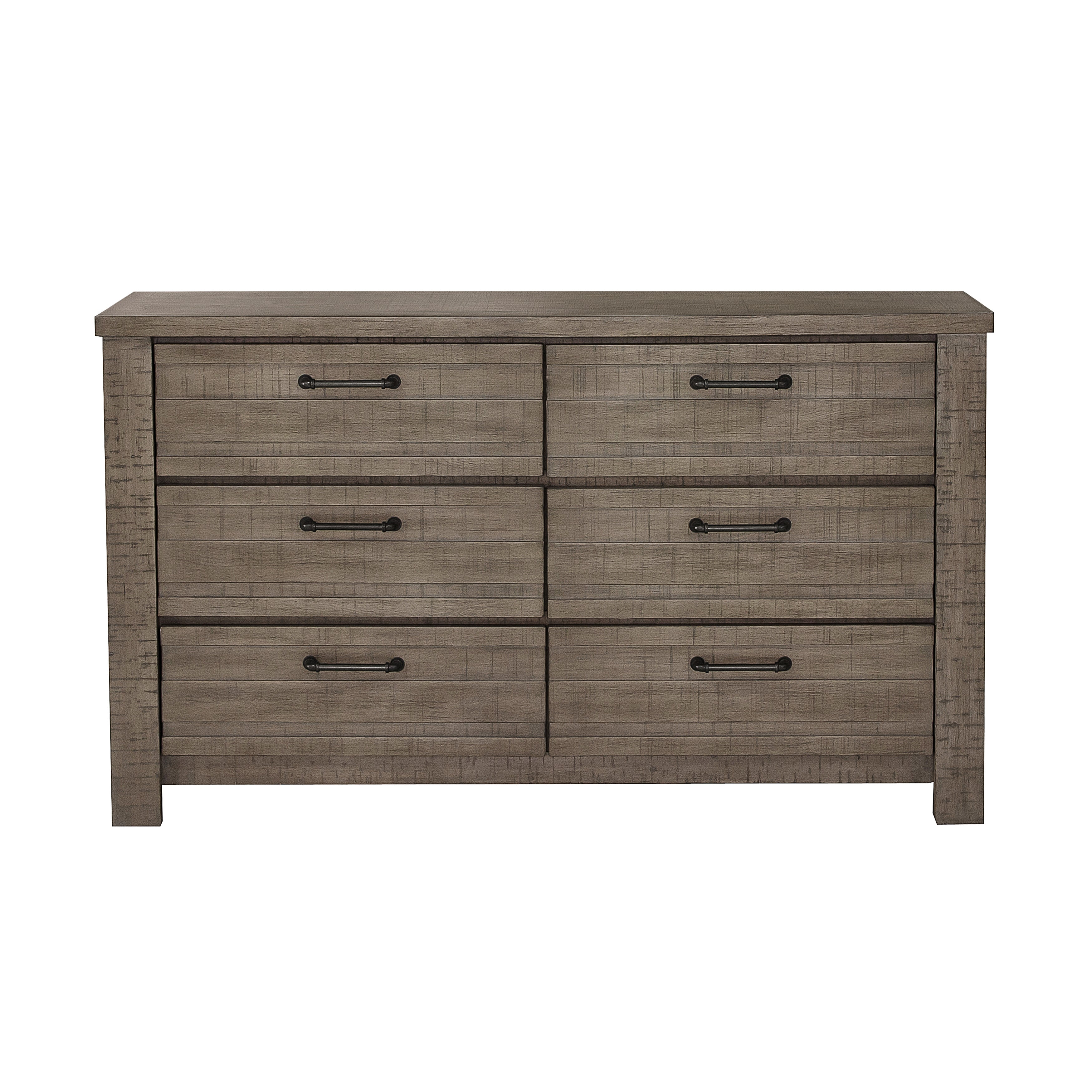 Sedona Transitional Medium Gray Wood 6 Drawer Dresser - Modern Bedroom Storage Furniture for Home Organization & Closet Space Saving