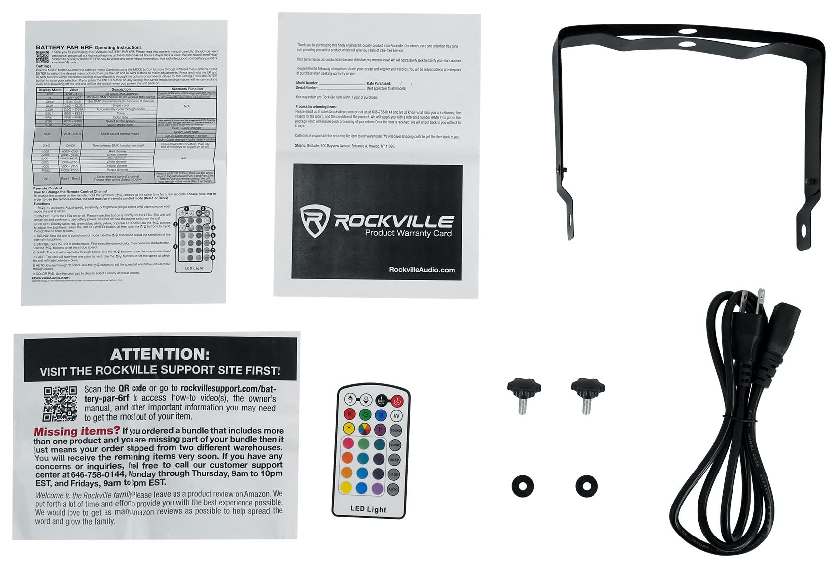 Rockville Rechargeable PAR 6RF Battery RGBWA+UV Wireless DMX Lights with RF Remote - Perfect for Stage Lighting, DJ Shows, and Live Events