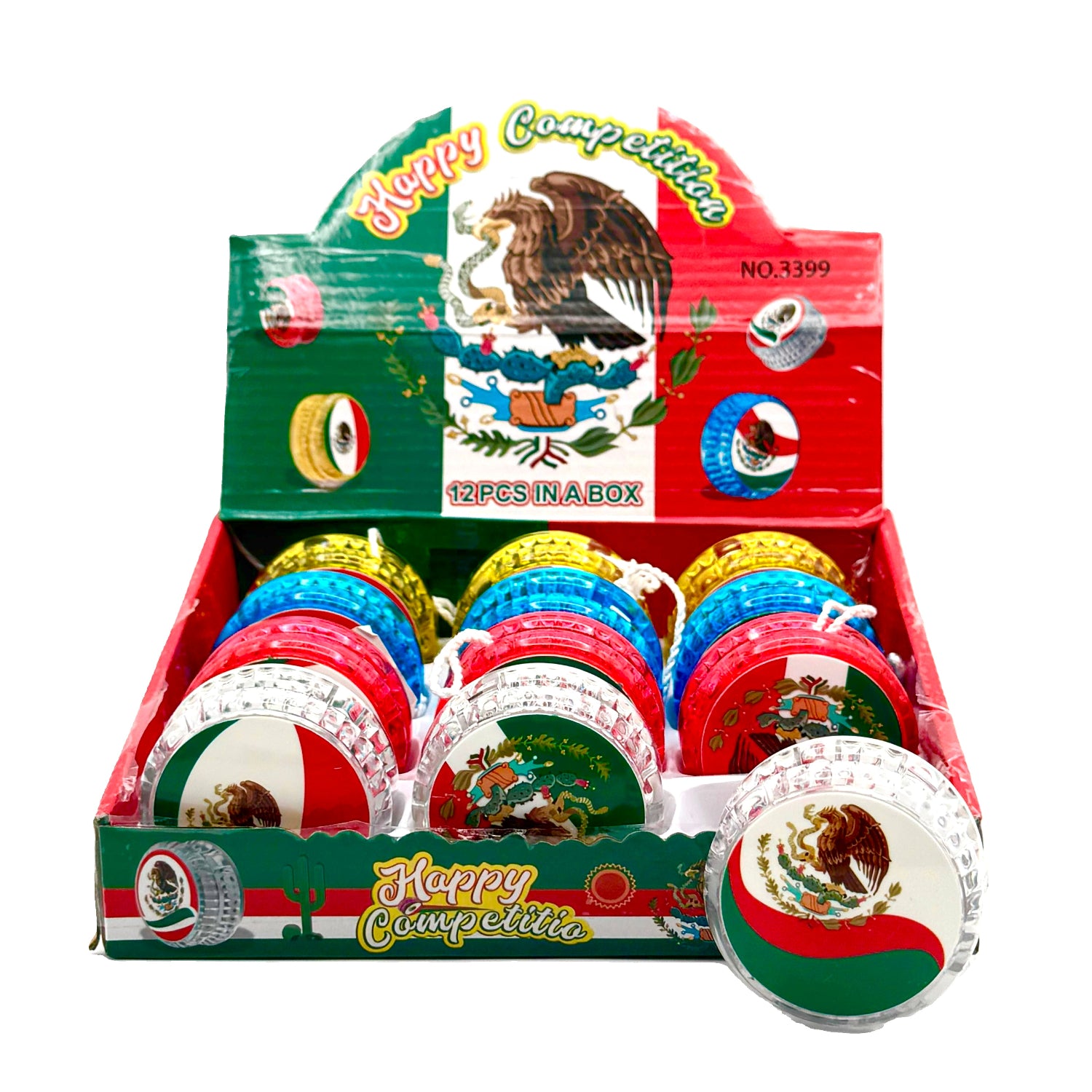 Flashing Flag Yo-Yo - Pack of 12 | LED Light Up Yo-Yos for Kids & Adults | Perfect for Parties, Gifts & Outdoor Play