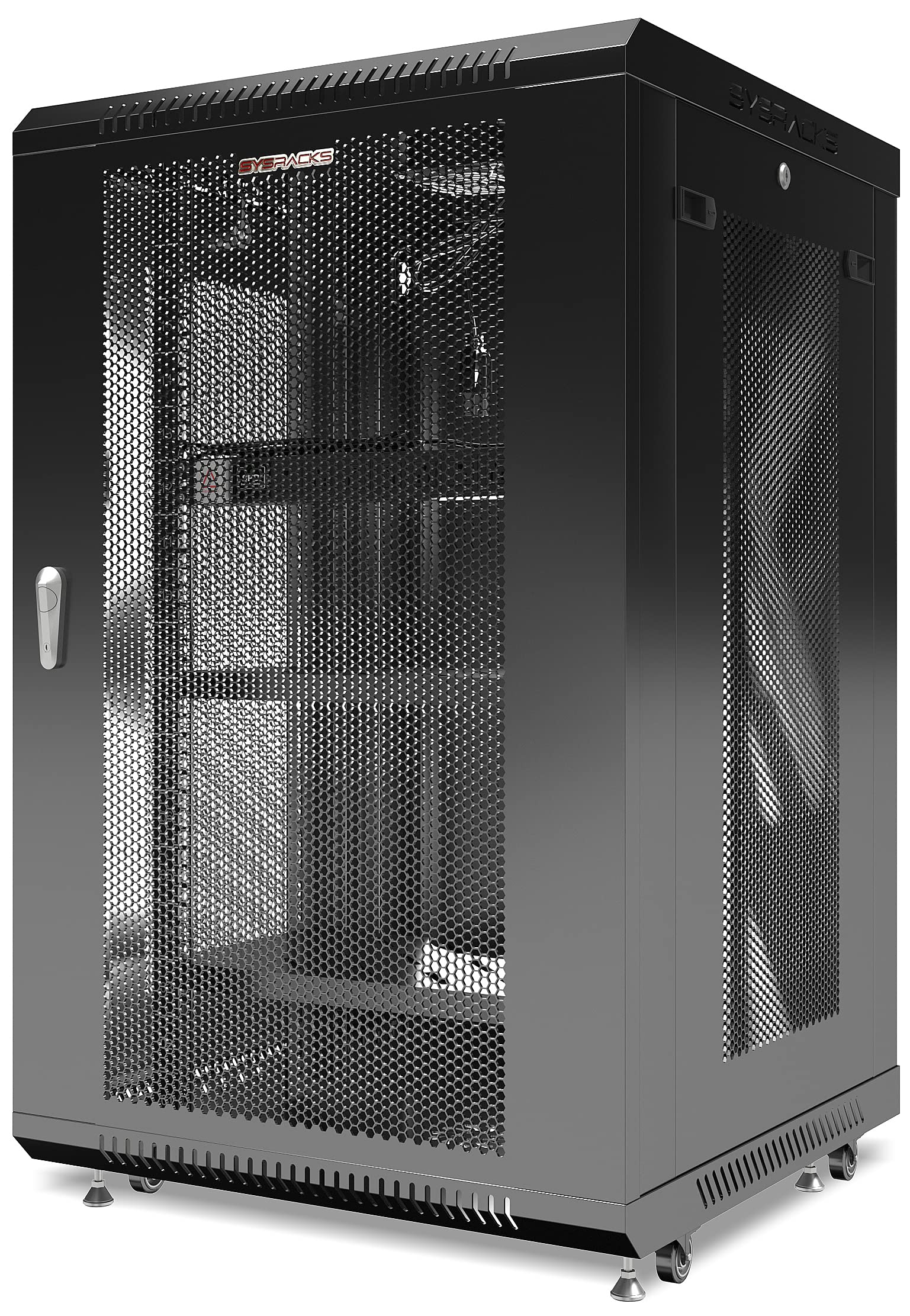 Sysracks 18U Wall Mount Server Rack Cabinet with Cooling Fans, Wheels & PDU - 24