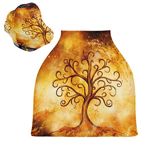 Breathable Car Seat Covers & Nursing Cover with Tree of Life Design - Lightweight Baby Stroller Canopy, Multi-Purpose Breastfeeding Scarf for Infants | Perfect Baby Shower Gift for Boys & Girls | Ideal for Travel, Nursing, and Outdoor Protection
