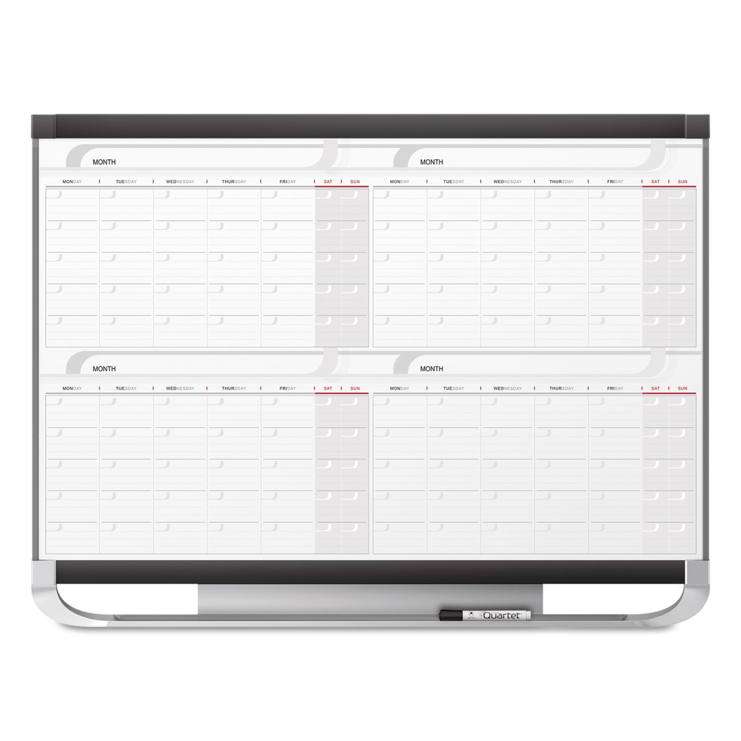 Quartet 4MCP43P2 4-Month Dry Erase Calendar Board - 4ft x 3ft with 4 Markers, 2 Accessories & Note Section - Perfect for Office Planning, Classroom Schedules & Home Organization