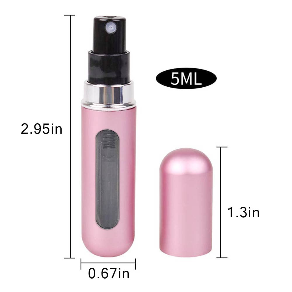 5ML Refillable Perfume Atomizer - Portable Travel Perfume Spray Bottle for Women & Men, Leak-Proof Mini Perfume Dispenser for Business Trips, Gym, Dating & Outdoor Activities (Pink)