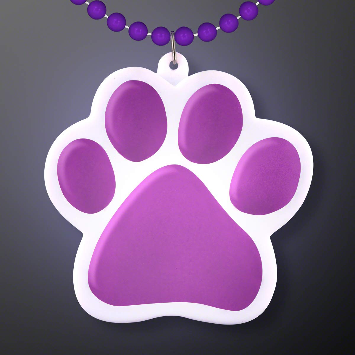 Flashing LED Necklace with Purple Paw Print Charm - Cute Light Up Pet Lover Jewelry for Night Parties, Raves & Concerts