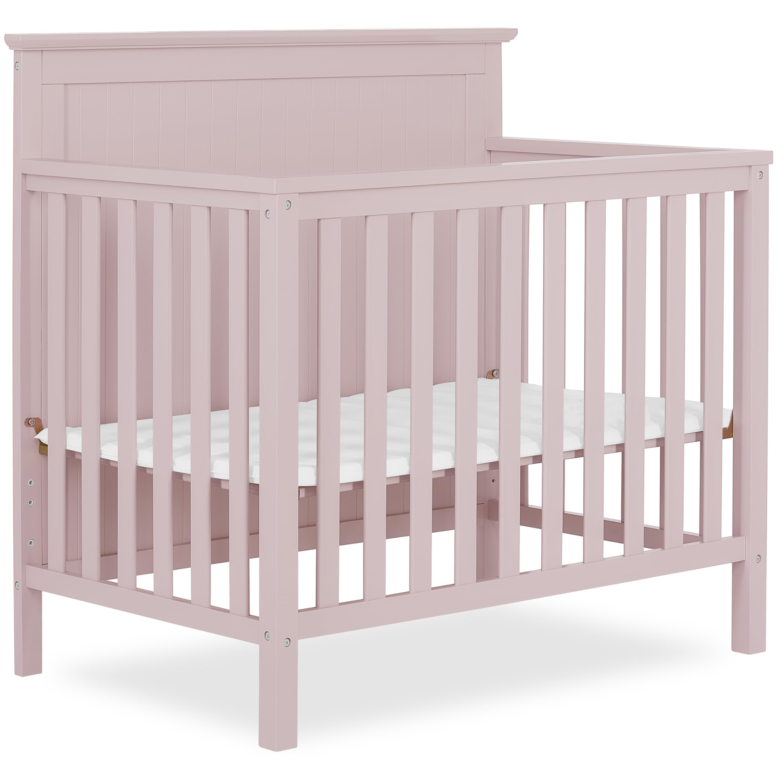 Dream On Me Ava 4-in-1 Convertible Mini Crib - Blush Pink | Greenguard Gold Certified & Non-Toxic Finish | Includes 1