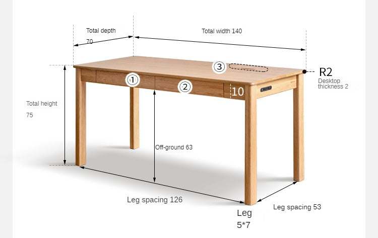 Premium Solid Oak & Ash Wood USB Office Desk - Modern Home & Workspace Furniture for Productivity & Organization | Perfect for Remote Work, Study & Office Setup