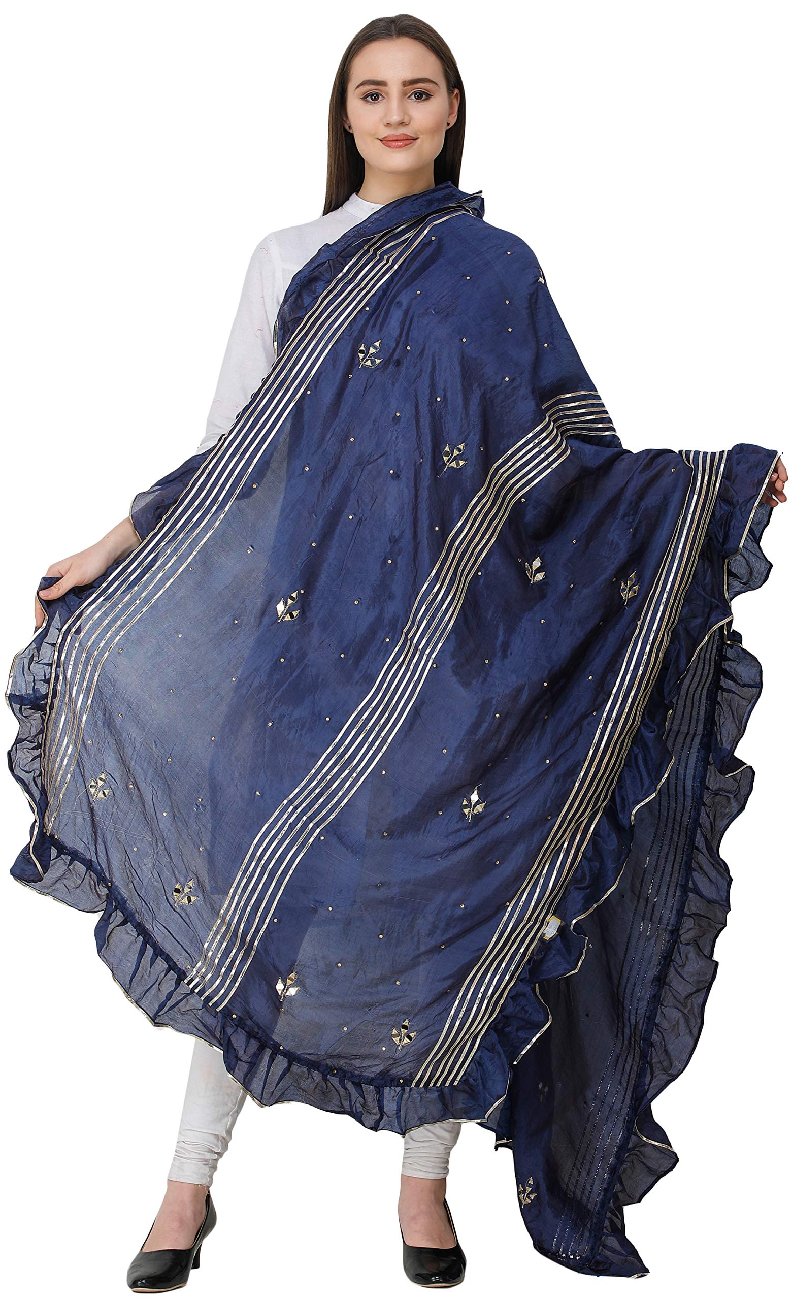 Elegant Art Silk Dupatta from Amritsar with Gota Patches & Frill Border - Perfect for Weddings, Parties & Ethnic Outfits