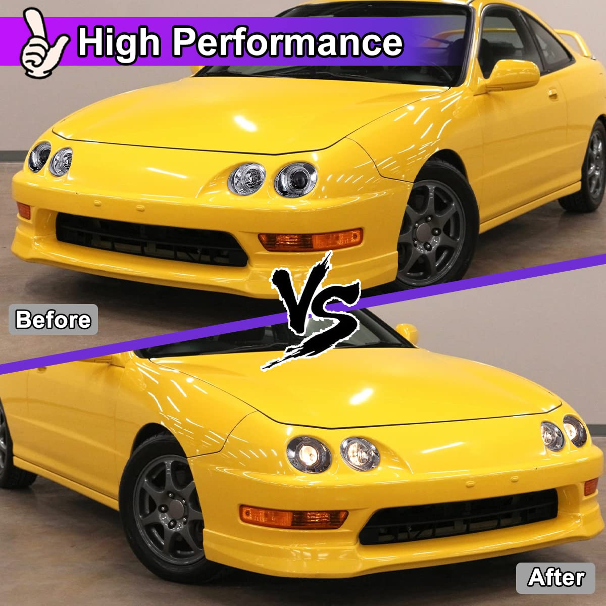 Nixon Offroad LED Headlights for Acura Integra 1998-2001 - High/Low Beam Projector Headlight Assembly with DRL & Turn Signal - Chrome Housing Clear Lens (1 Pair) - Perfect for Night Driving & Off-Road Adventures