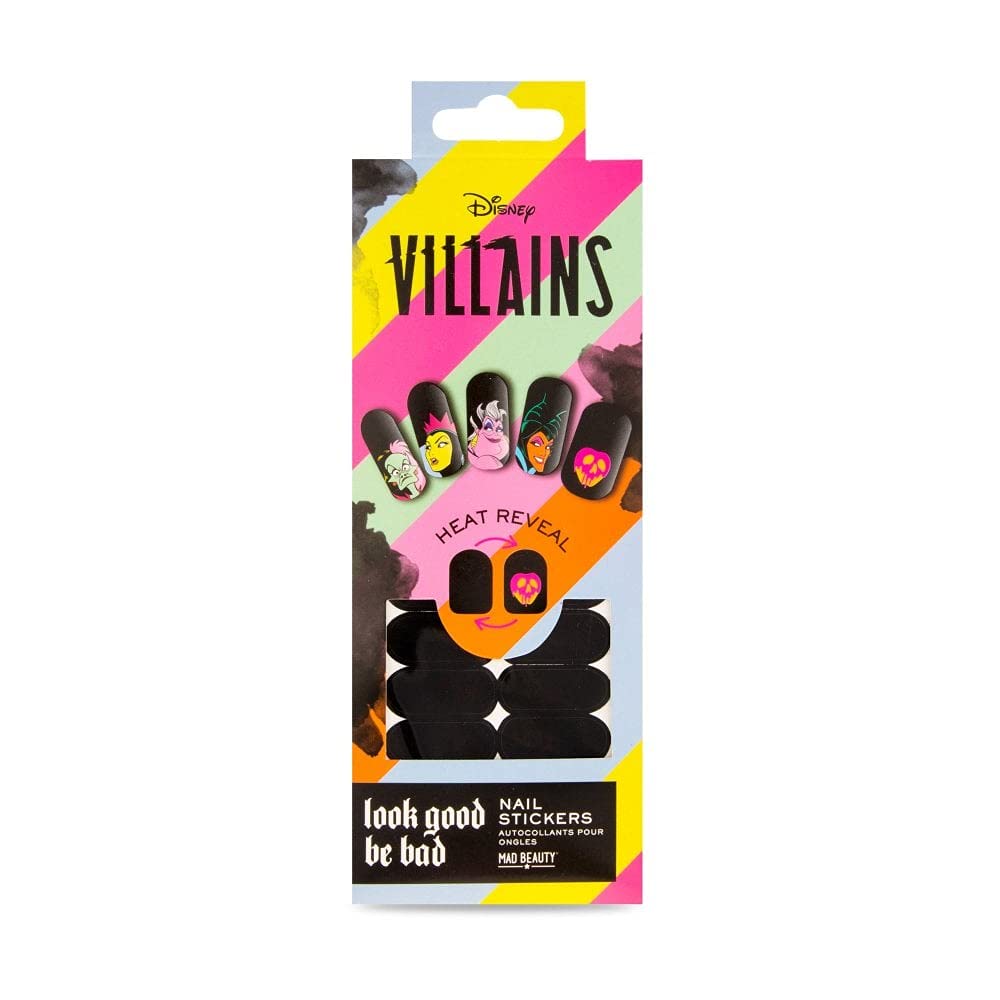 Disney Pop Villains Heat Reveal Nail Stickers - Maleficent, Cruella & More | Long-Lasting DIY Nail Art for Parties, Cosplay & Halloween