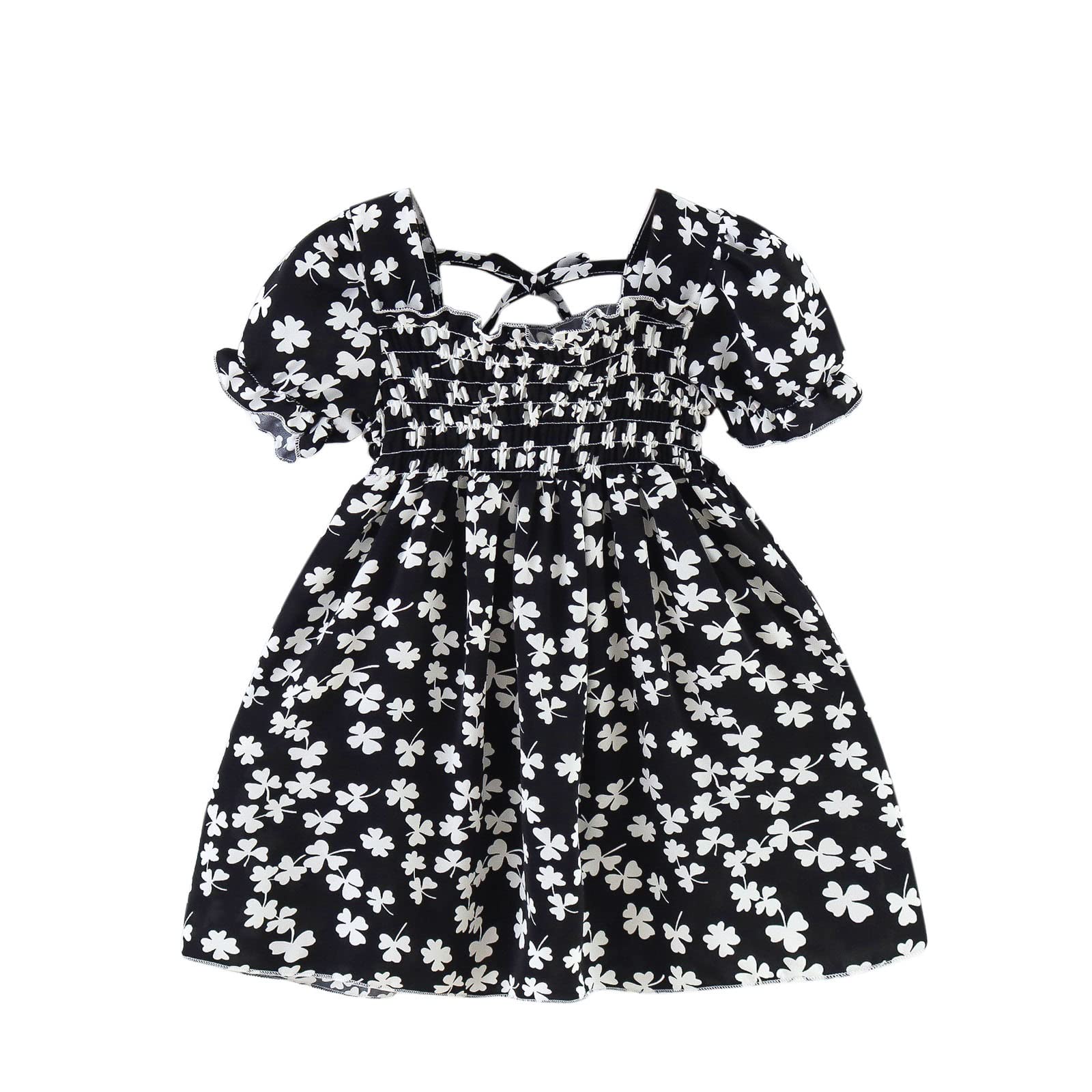 Princess Dress for Girls - Toddler Short Sleeve Floral Printed Beach Dress for 1st Birthday Party, Summer Outing & Photo Shoots