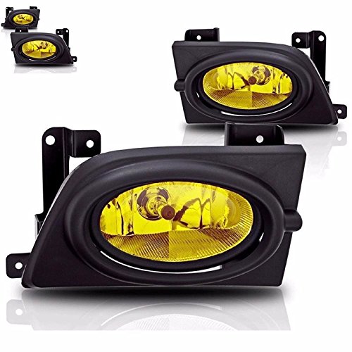 2006-2008 Honda Civic Yellow Fog Light Bumper Lamps Pair with Wiring Kit - Durable Replacement Lights for Improved Visibility in Rain & Fog