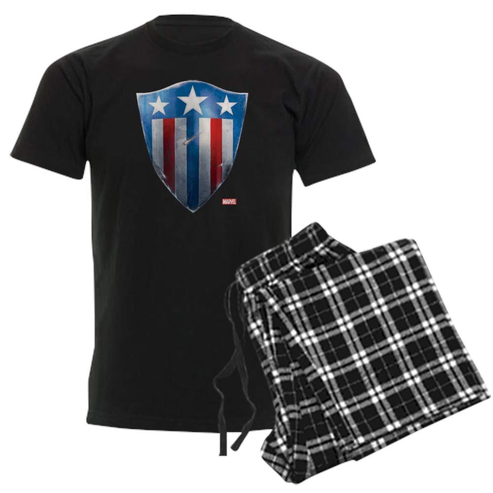 Captain America Retro Shield Men's Dark Pajama Set - Superhero Sleepwear for Marvel Fans | Comfortable Lounge Pajamas for Men | Perfect for Movie Nights, Cosplay & Gifts
