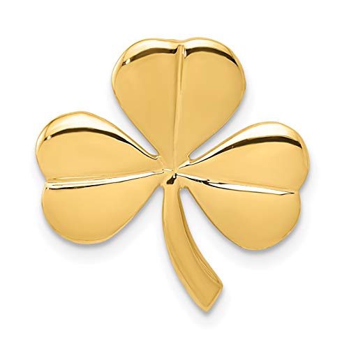 14K Yellow Gold Shamrock Chain Slide Charm Pendant for Necklace - Irish Jewelry Gift for Women, St. Patrick's Day Accessories, Birthday & Anniversary Present